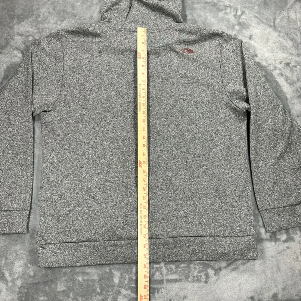 The North Face Mens XL Grey Heather Red Logo Fleece Pullover Hoodie A6S8 F14